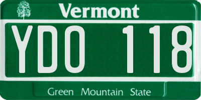 VT license plate YDO118