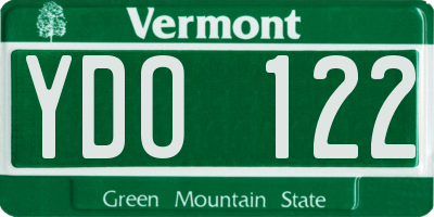 VT license plate YDO122