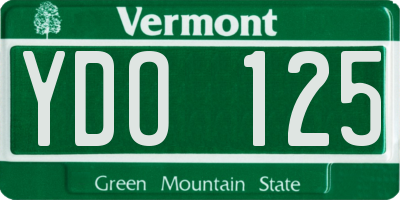 VT license plate YDO125