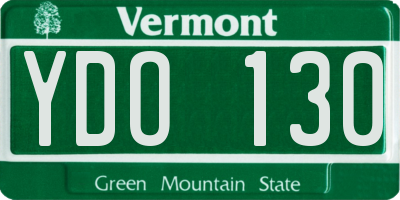 VT license plate YDO130
