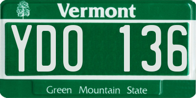 VT license plate YDO136