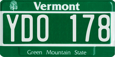 VT license plate YDO178