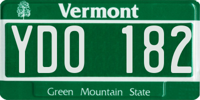 VT license plate YDO182