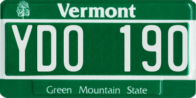 VT license plate YDO190