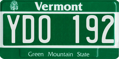 VT license plate YDO192