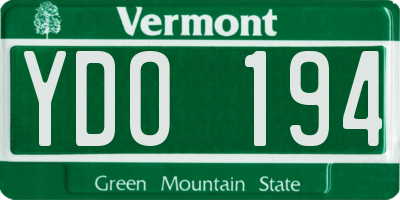 VT license plate YDO194