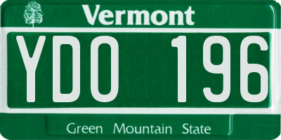 VT license plate YDO196