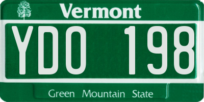 VT license plate YDO198