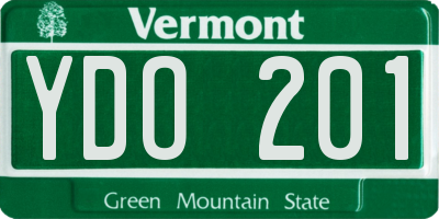 VT license plate YDO201