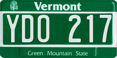 VT license plate YDO217