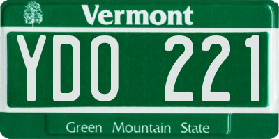 VT license plate YDO221