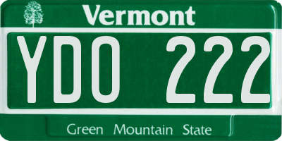 VT license plate YDO222