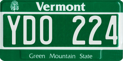 VT license plate YDO224