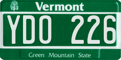 VT license plate YDO226