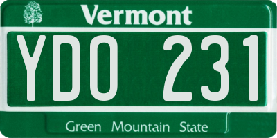 VT license plate YDO231