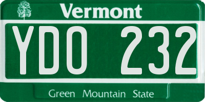 VT license plate YDO232