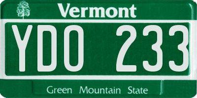 VT license plate YDO233