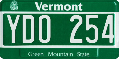 VT license plate YDO254
