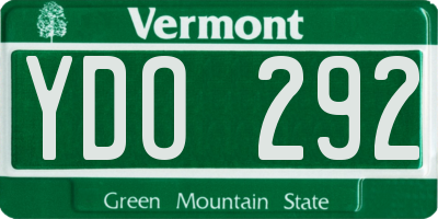 VT license plate YDO292