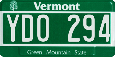 VT license plate YDO294
