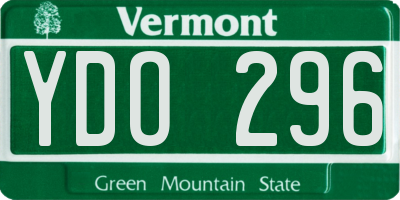 VT license plate YDO296