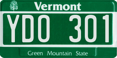 VT license plate YDO301