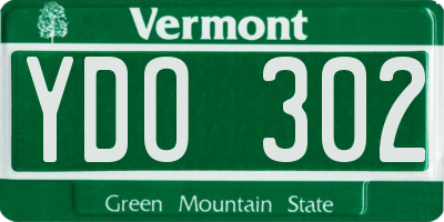 VT license plate YDO302