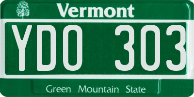 VT license plate YDO303