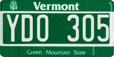 VT license plate YDO305