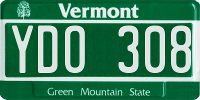 VT license plate YDO308