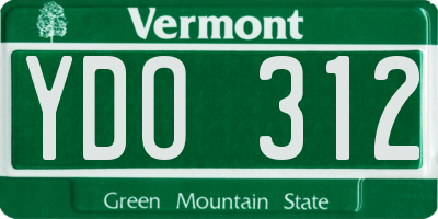 VT license plate YDO312