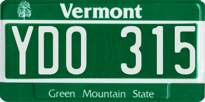 VT license plate YDO315