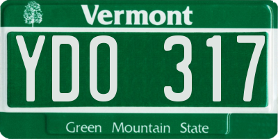 VT license plate YDO317
