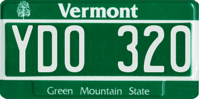 VT license plate YDO320