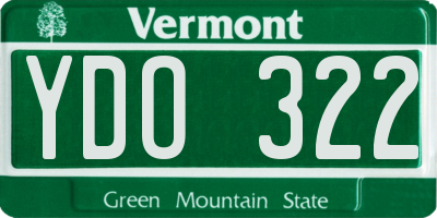 VT license plate YDO322