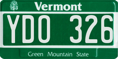 VT license plate YDO326
