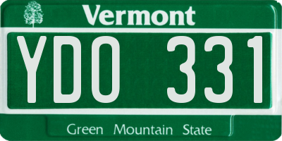 VT license plate YDO331