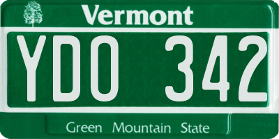 VT license plate YDO342