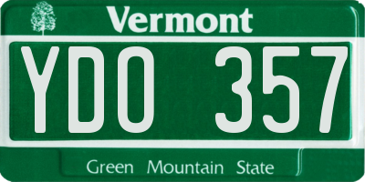 VT license plate YDO357