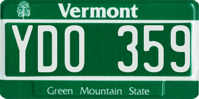 VT license plate YDO359
