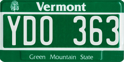 VT license plate YDO363