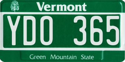 VT license plate YDO365