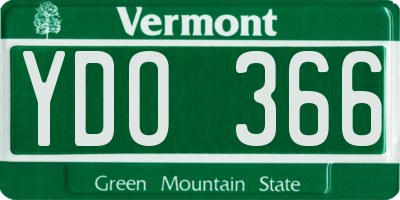VT license plate YDO366