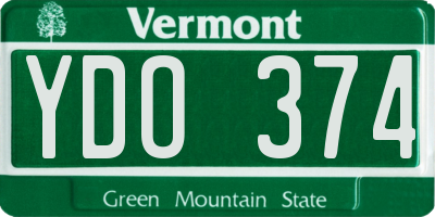 VT license plate YDO374