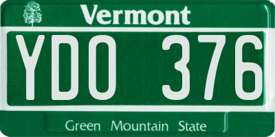 VT license plate YDO376