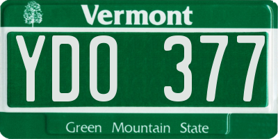 VT license plate YDO377