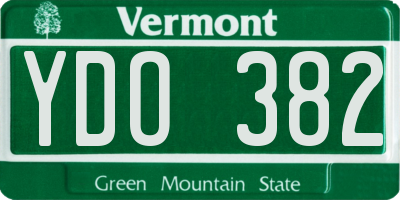 VT license plate YDO382