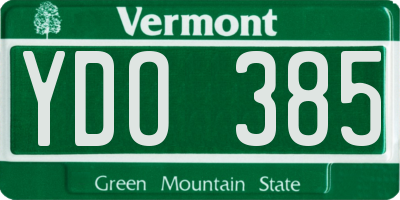 VT license plate YDO385