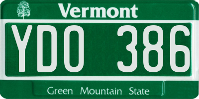 VT license plate YDO386