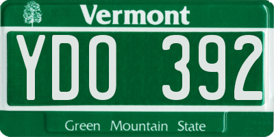 VT license plate YDO392